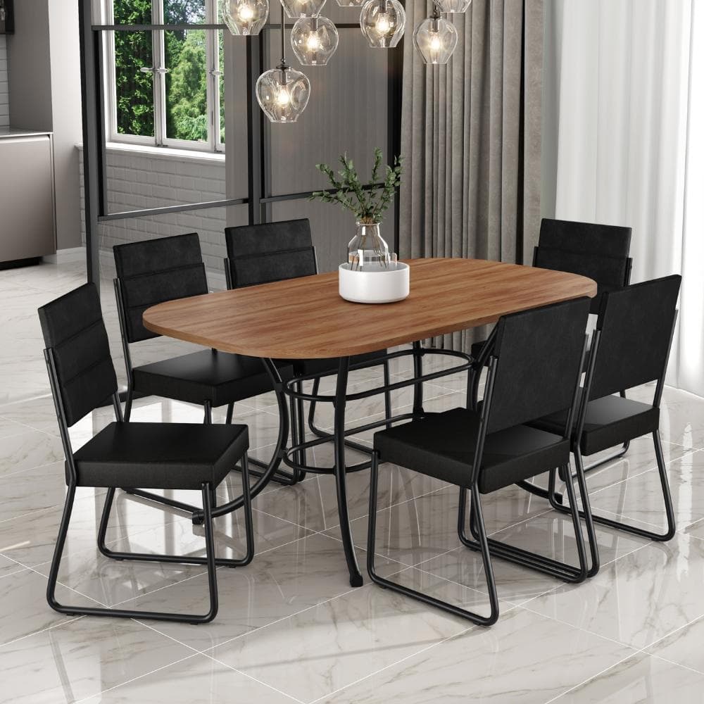 Conjunto Sala de Jantar com Mesa e 6 Cadeiras Fênix Carraro