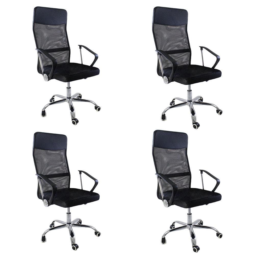 Kit 4 Cadeiras de Escritório Oficial Nagano Tela Mesh Ergonômica - Preto
