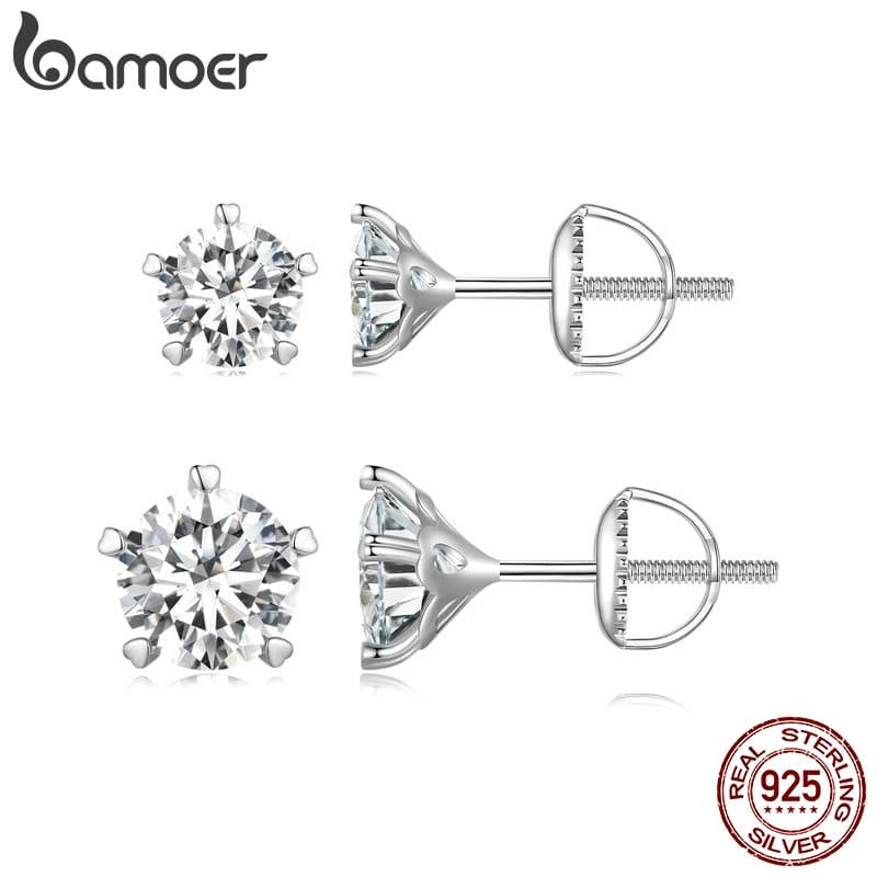 Bamoer Silver Sterling 925 0,5 E 1 ct Moissanite Brinco Moda Jóias Para Presentes De Casamento MSE024