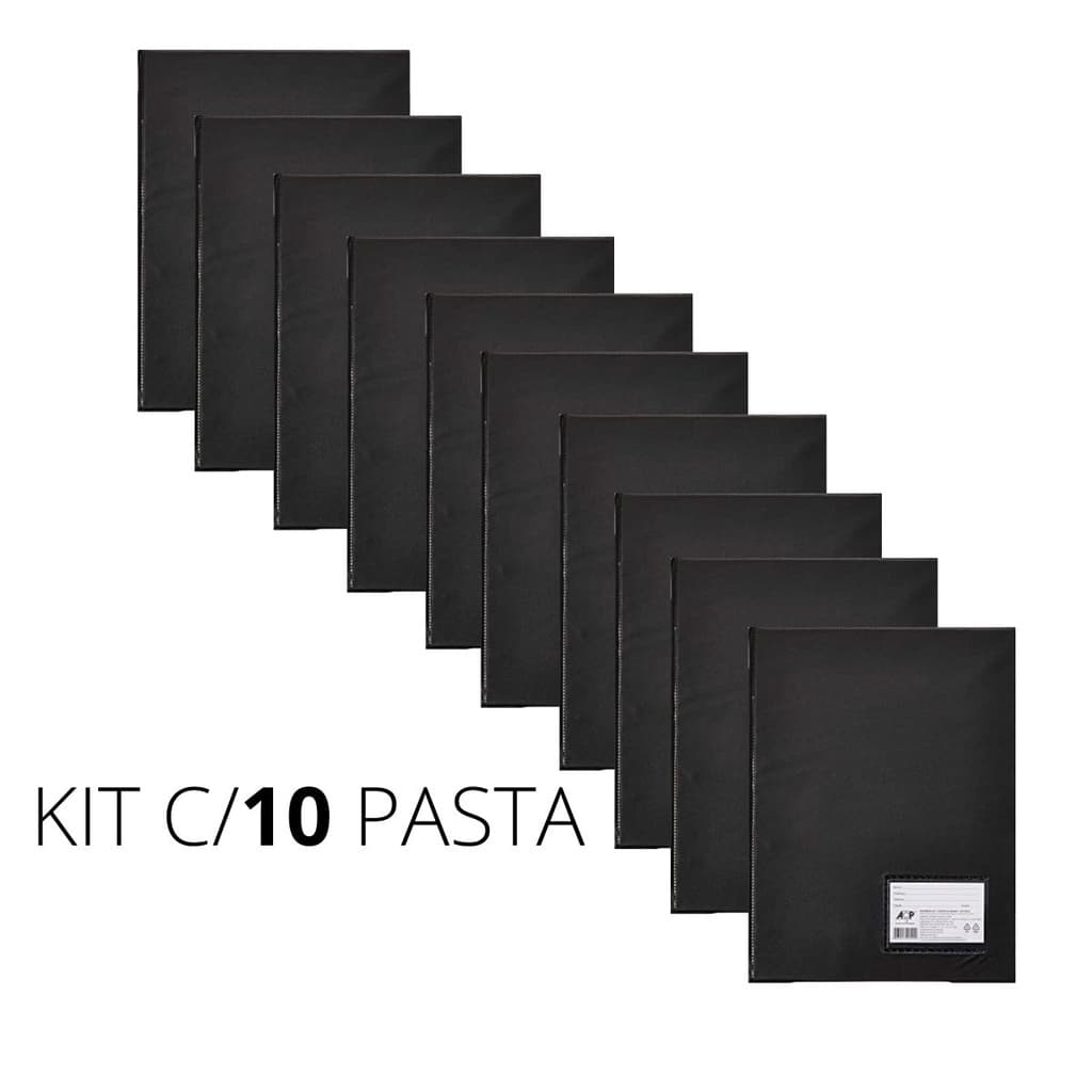 KIT 10 PASTA CATÁLOGO 10 ENVELOPES PRETA