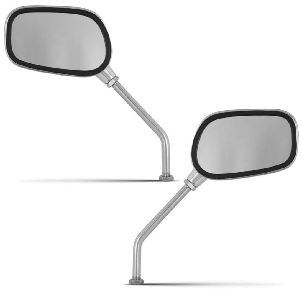 Par De Retrovisor Pro Tork Esportivo Oval Cromado Peça Reposição Para Moto Honda