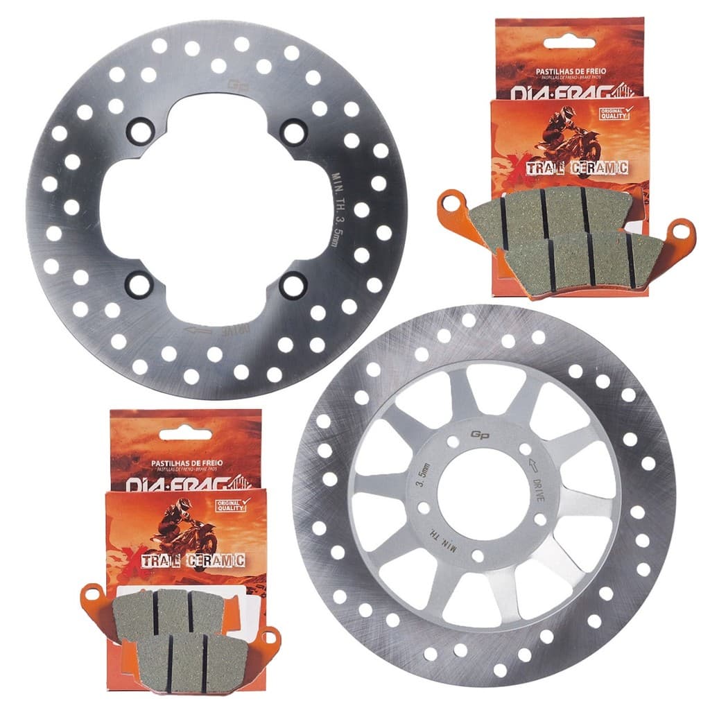 Kit Discos de Freio Xre 190 2016-2024 + Pastilhas Diafrag (Cerâmica)