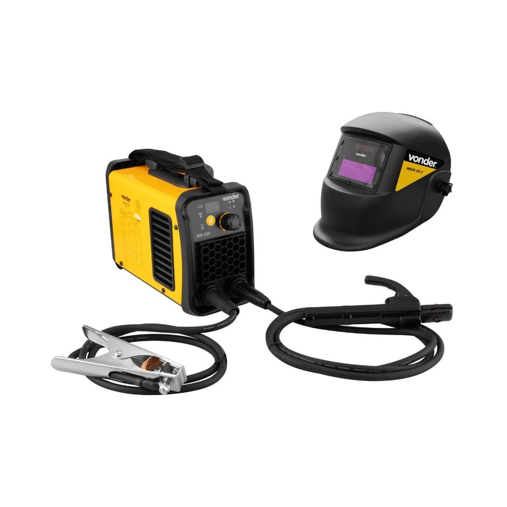 Máquina Solda Inversora 120A Bivolt IM125 Eletrodo e TIG Com Máscara Escurecimento Automático Vonder