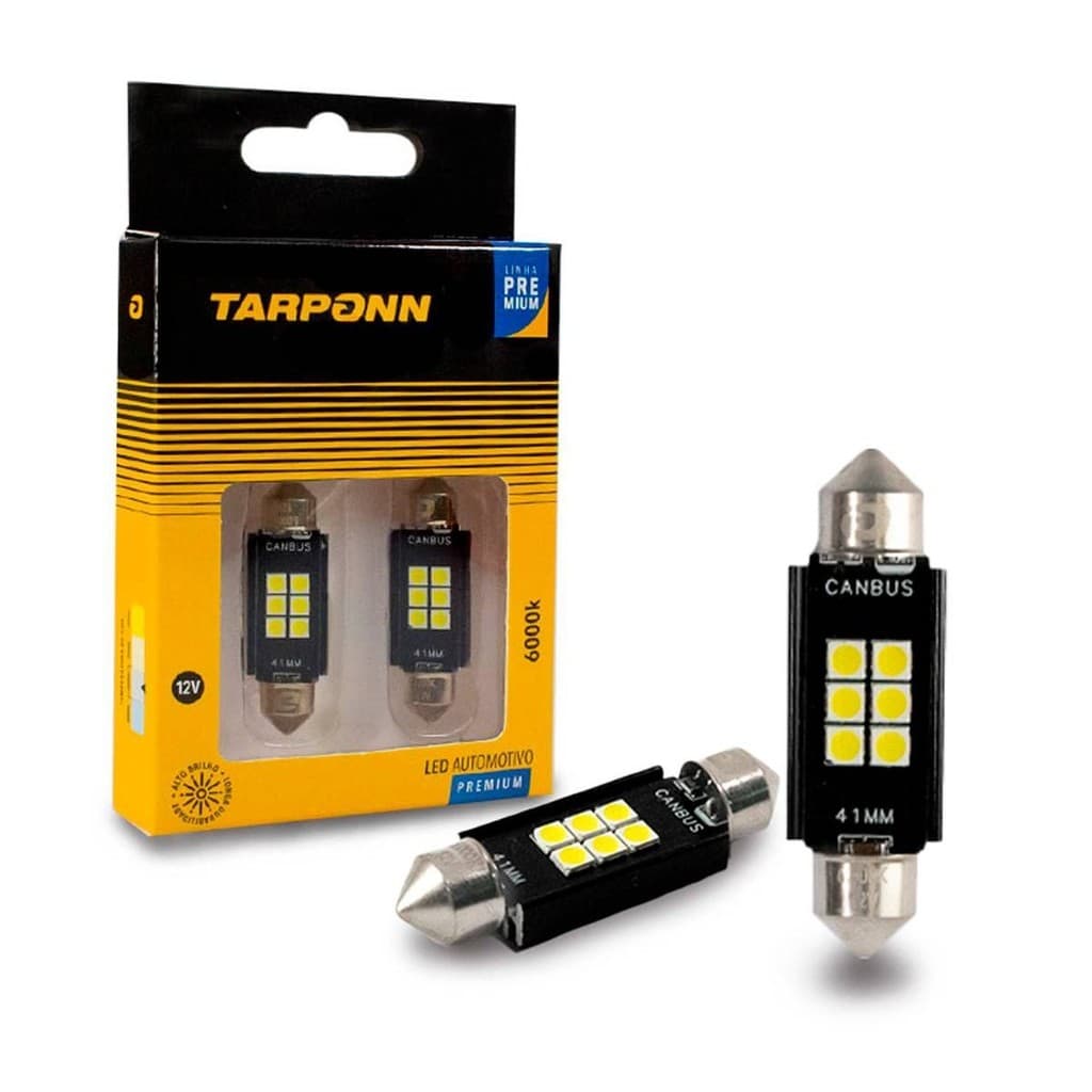 Par Lâmpada Led Torpedo Canbus Premium 41mm 12v 6000k Tarponn