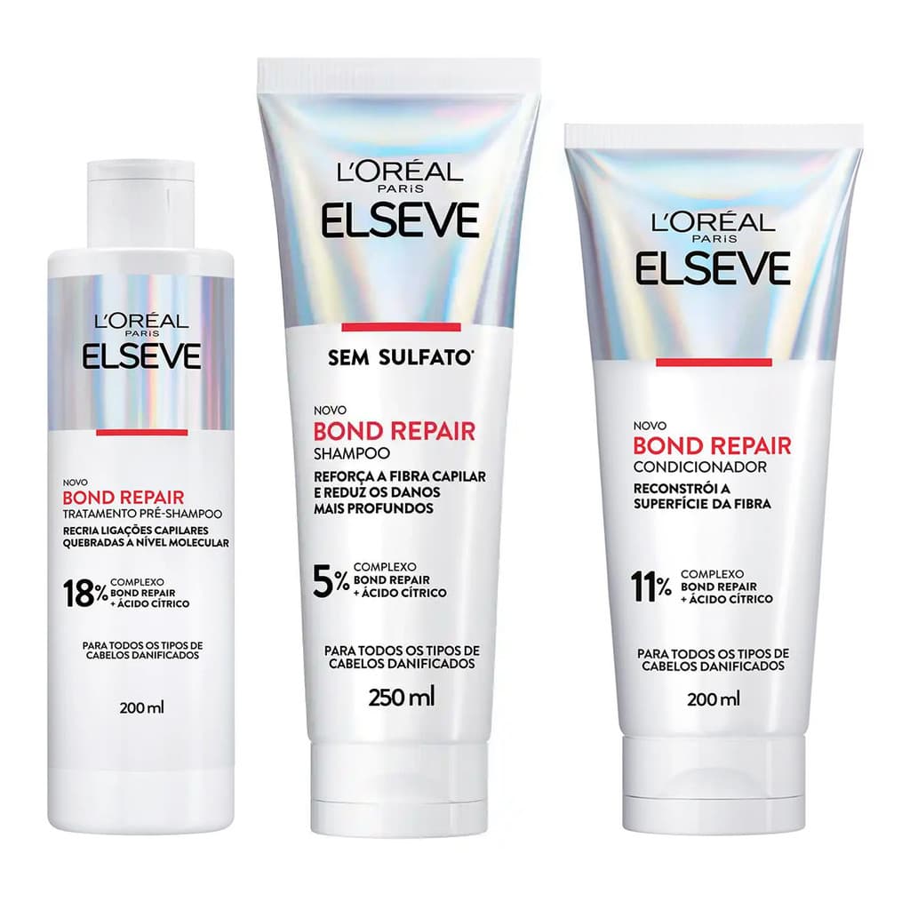 KIT ELSEVE PRÉ SH + SH + COND BOND REPAIR CABELO DANIFICADO