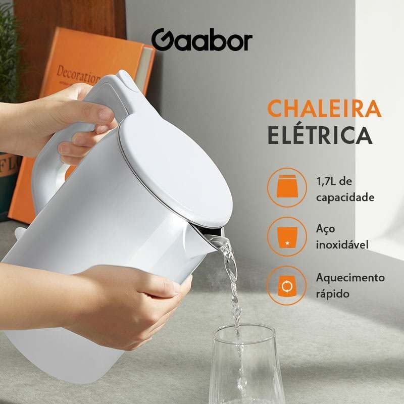 Gaabor Chaleira Elétrica 1,7L Parede Dupla Resistente ao Calor Aço Inoxidável EK20M-WH01A