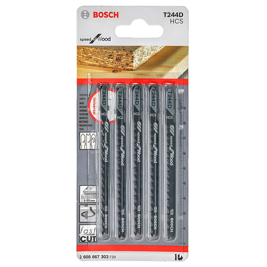 Lâmina Tico-Tico Bosch 76mm p/ Madeira 5-6 Dentes 5Pç Speed for Wood T244D