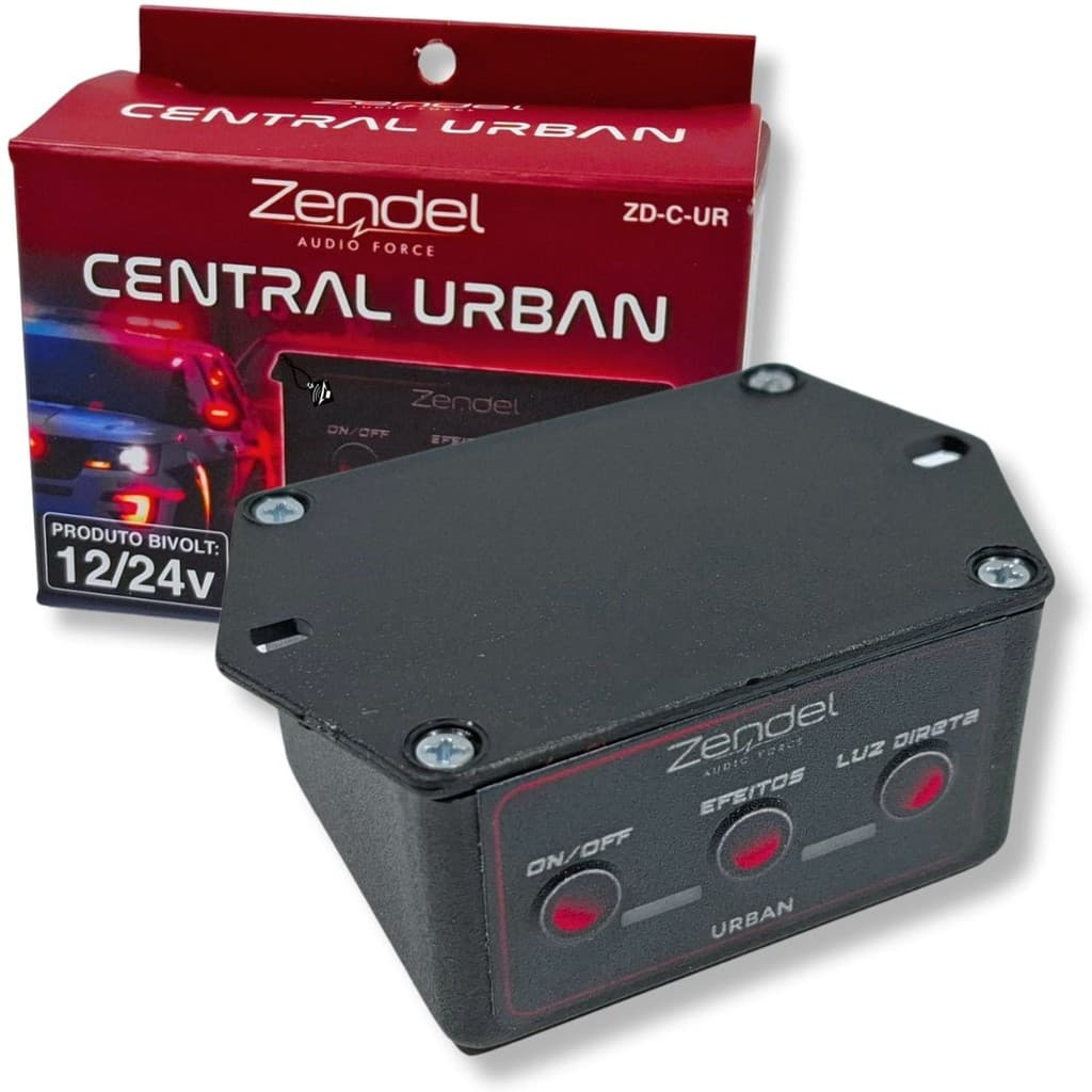 CENTRAL CONTROLADORA DIGITAL PARA STROBO LED URBAN ZENDEL 12V E 24V 7 EFEITOS E 2 SAIDAS ZD-C-UR