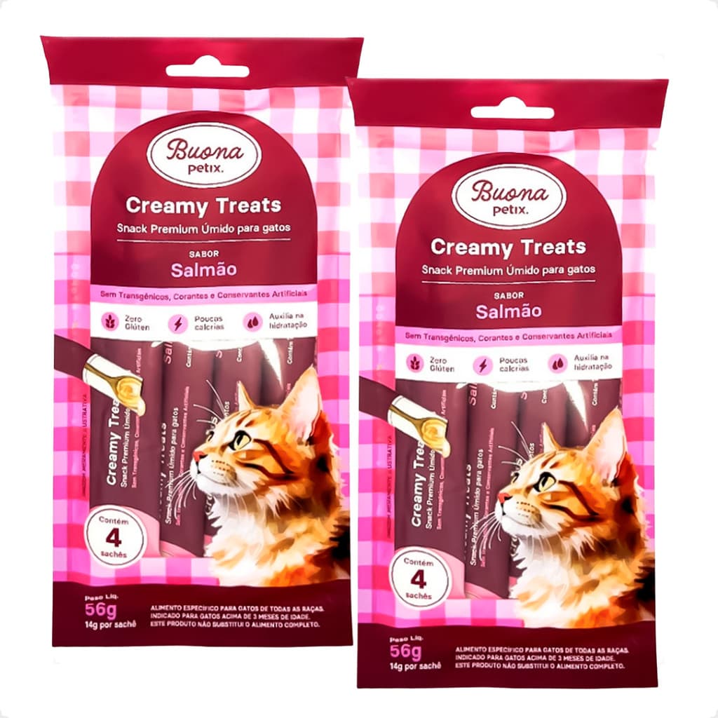 Kit 2 Sachês Salmão 56g - Buona Petix Creamy