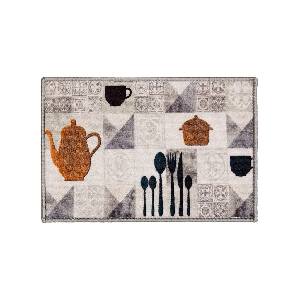 Tapete Cozinha Nylon  Clean Bule Capacho 40x60cm Branco Edantex