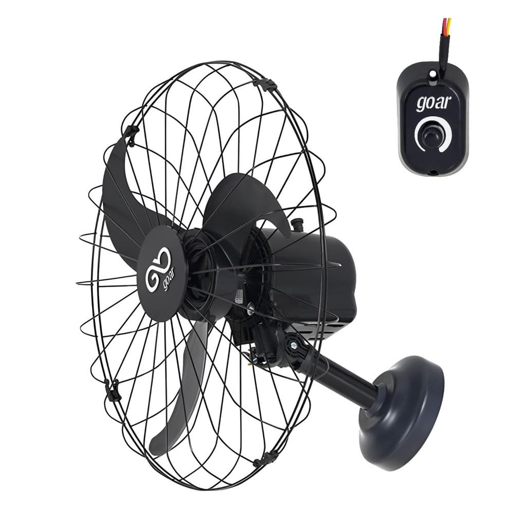 Ventilador de Parede 60cm Oscilante Preto com Grade Metálica Monofásico Goar V60PPRRB (Bivolt)
