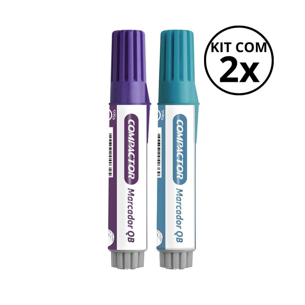 Kit com 2 Marcadores Para Quadro Branco - COMPACTOR COR:VIOLETA + TURQUESA