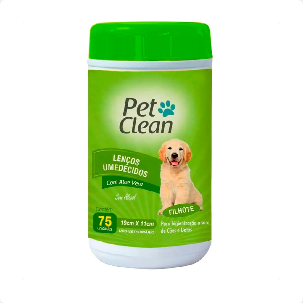 Lenço Umedecido Filhote Pet Clean - 75 Unidades