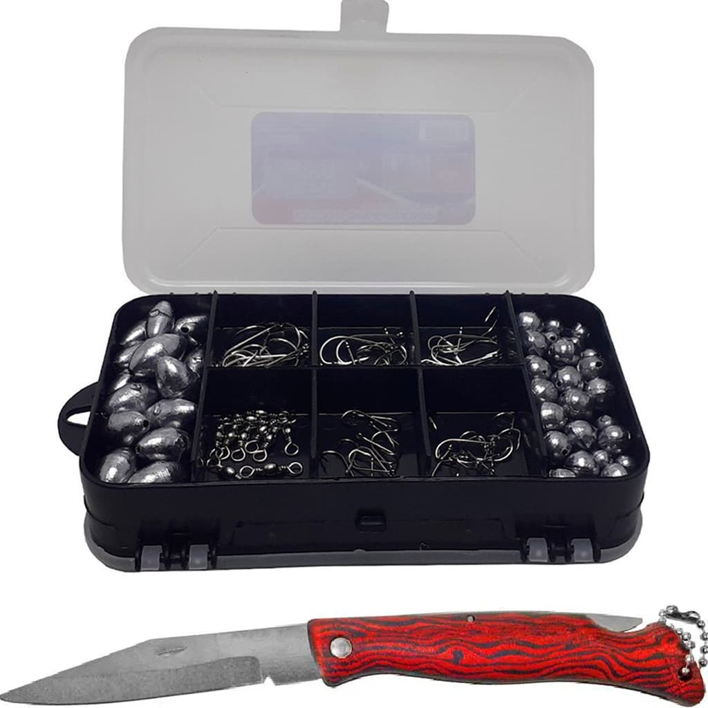 Kit Pesca Esportiva Estojo Girador Anzol e Canivete Summer