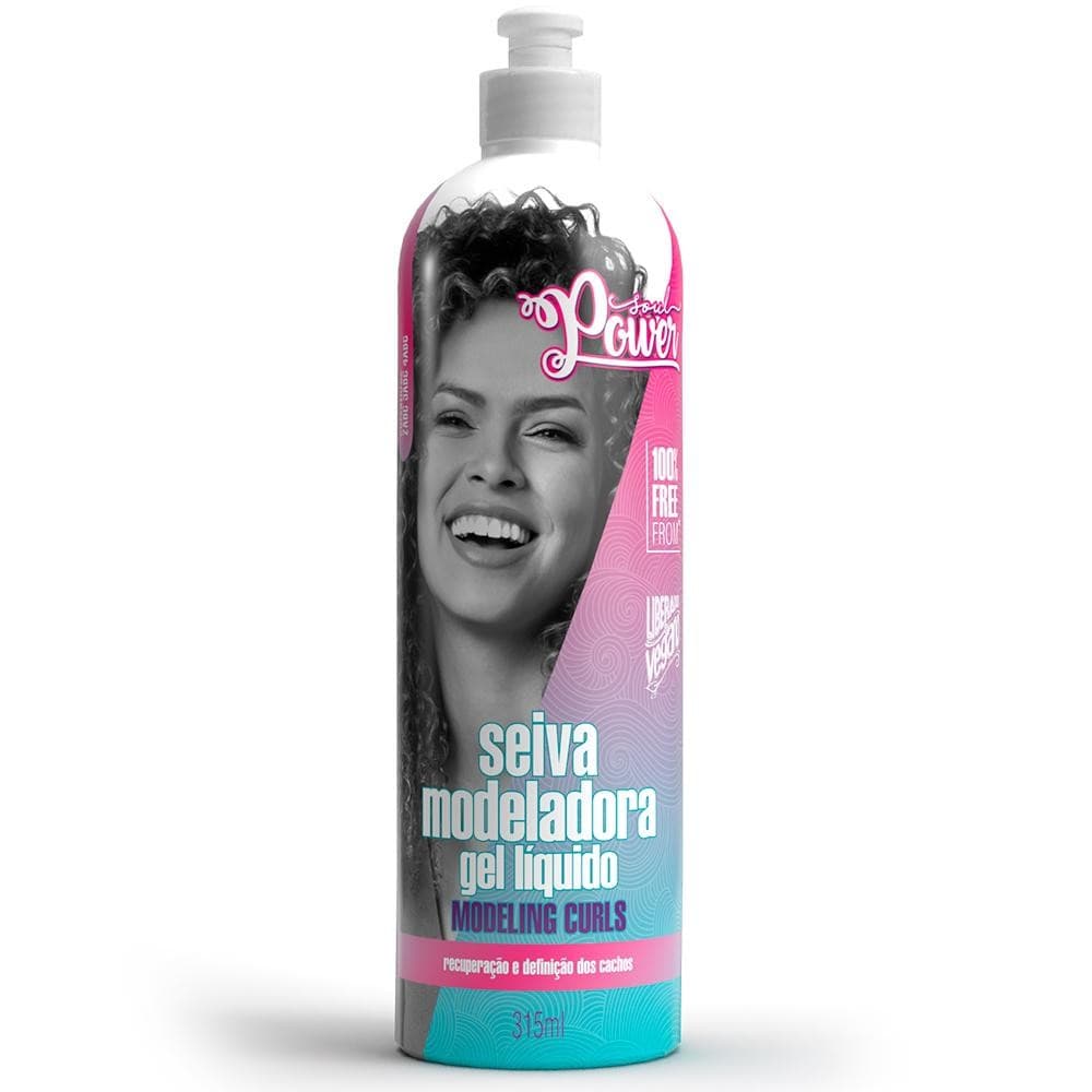 Seiva Modeladora Gel Líquido Modeling Curls Soul Power 315ml Recuperação e Definição dos Cachos