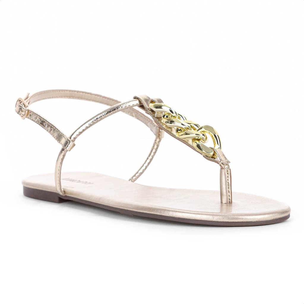 Sandália Rasteira Anacapri Corrente Slim New Dourado - Feminino