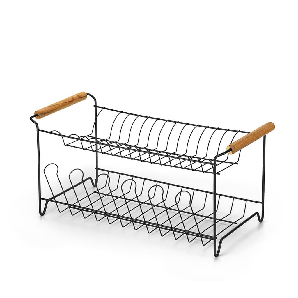 Escorredor Louça Duplo Pia Aço Eco Design Preto Organização Cozinha Arthi