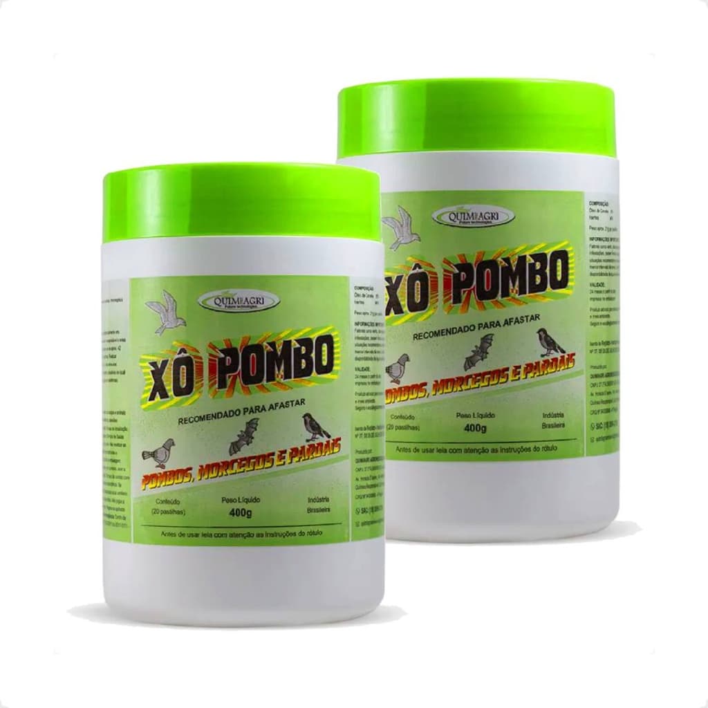 Kit 2 Xô Pombo Pastilha  Repelente Pombos, Morcegos, Pardal - 400 g