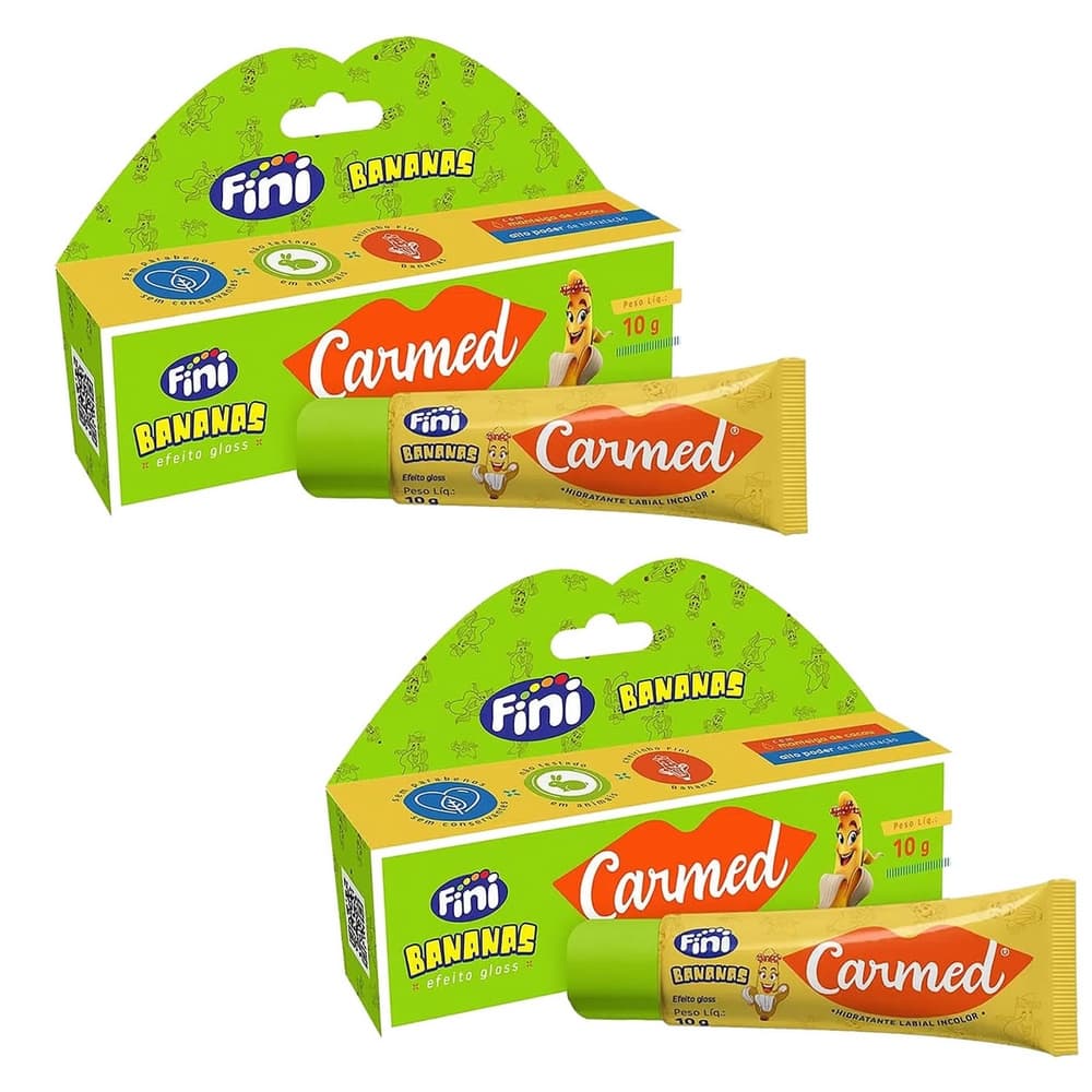Kit 2 Unidades Hidratante Labial Carmed Fini Bananas Efeito Gloss 10g