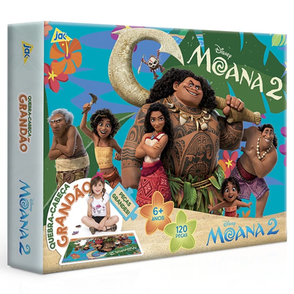 QUEBRA CABEÇA GRANDÃO MOANA 2 DISNEY 120 PEÇAS GRANDES TOYSTER DESENHO INFANTIL FILMES DESENHOS KIDS