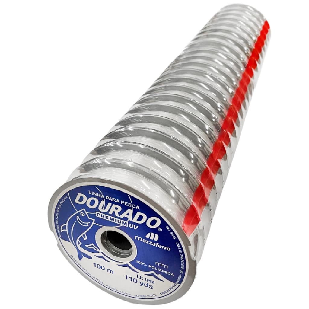 20pç Linha Mono Dourado Premium 0,35mm 13lb 100m Mazzaferro