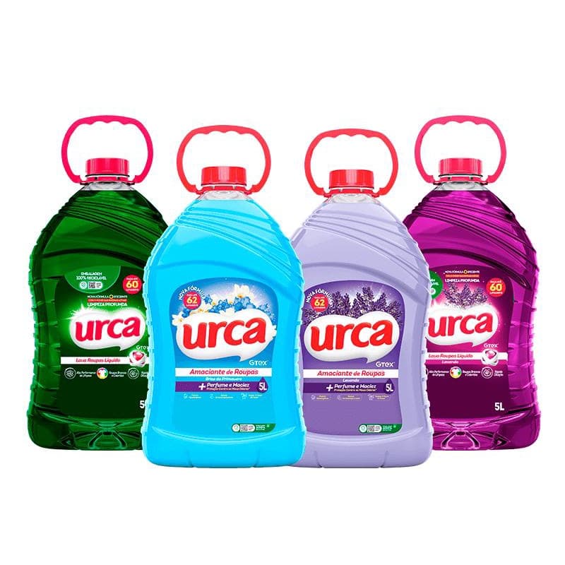 kit Lava Roupas Liquido Urca Verde 5L + Lava Roupas Liquido Urca Lavanda - 5L + Amaciante Urca Brisa Azul 5L + Amaciante Urca Lavanda - 5L