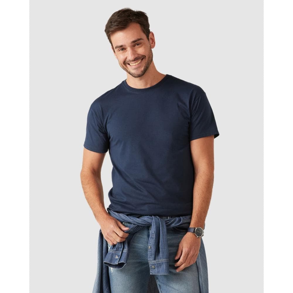 Camiseta Básica Masculina Gola Texturizada Em Algodão