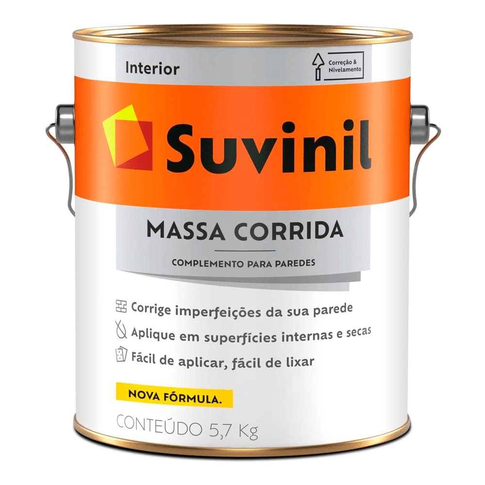 Massa Corrida Branca Suvinil Pva Galão  5,7kg P/ Parede Tapa Furo Corrige Imperfeições Nivela Parede