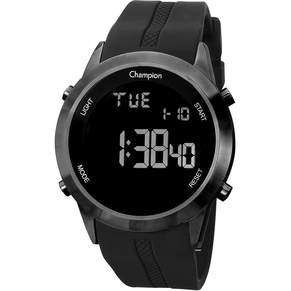 Relógio Champion Masculino Digital Esportivo Preto Silicone Original À Prova D'Água CH40259D