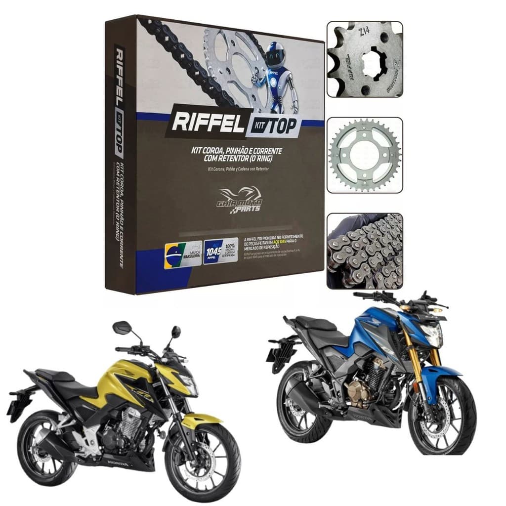 Kit Relação Tracao Transmissao Honda Cb Twister 300 2023 Até 2024 Original Riffel