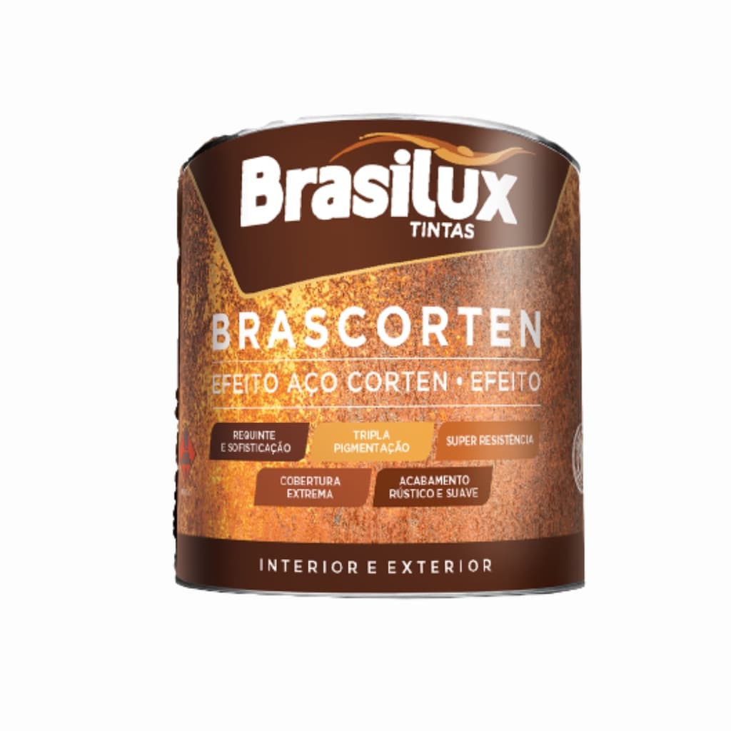 Efeito Ferrugem Aço Corten Efeito Laranja 900ml Brascorten Brasilux