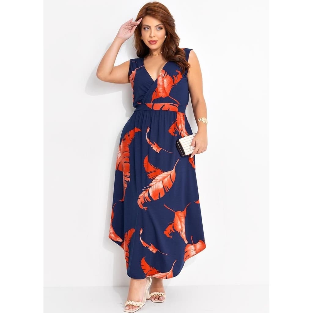 Vestido Em Malha De Viscose Azul Quintess