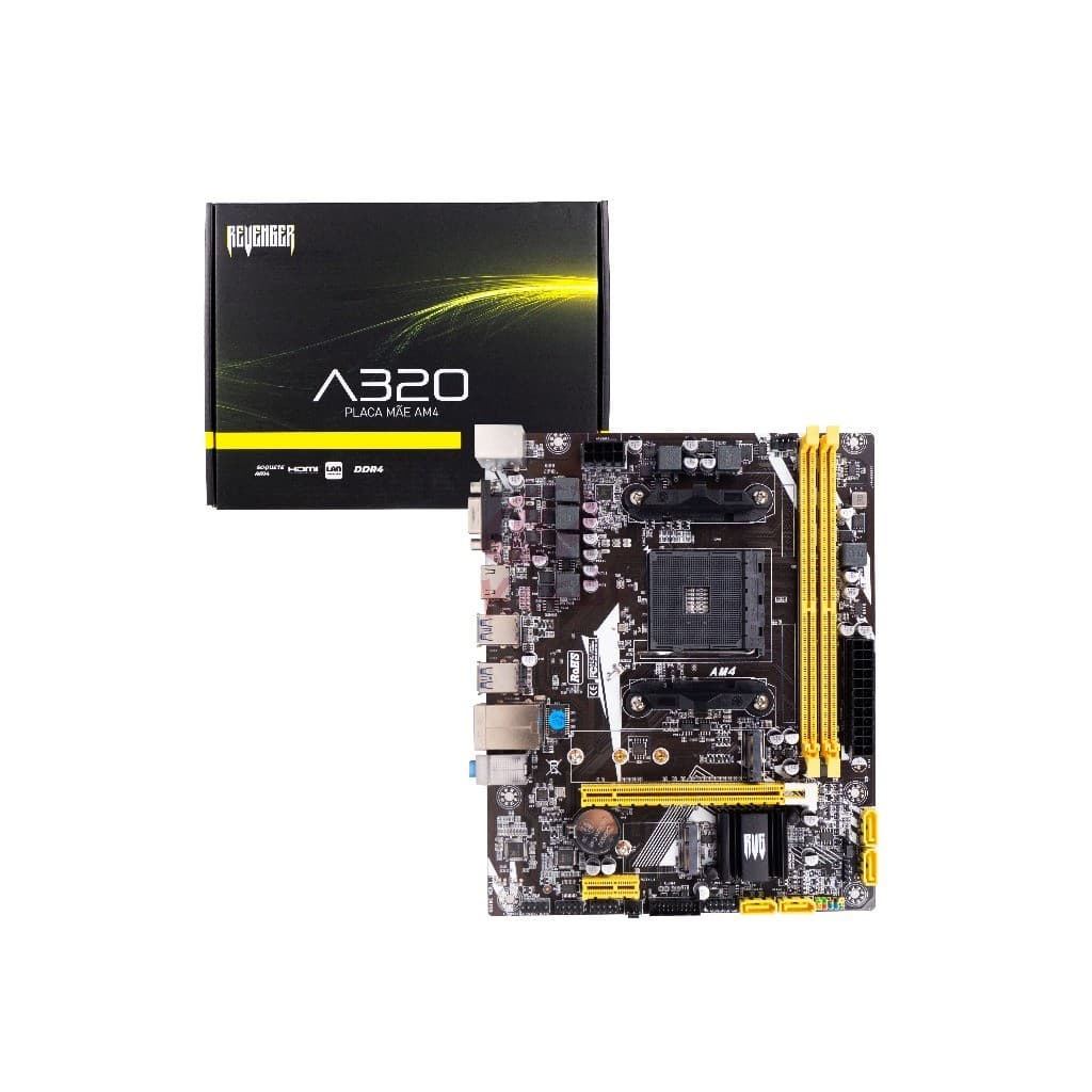 Placa Mãe A320 Am4 Amd Ryzen Lan 10/100 32gb 6 Gb/s Usb 3.0