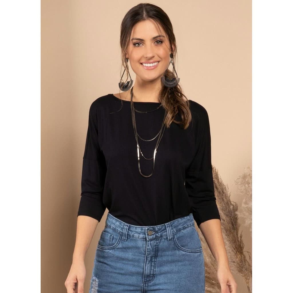 Blusa Com Mangas 3/4 Preto Quintess