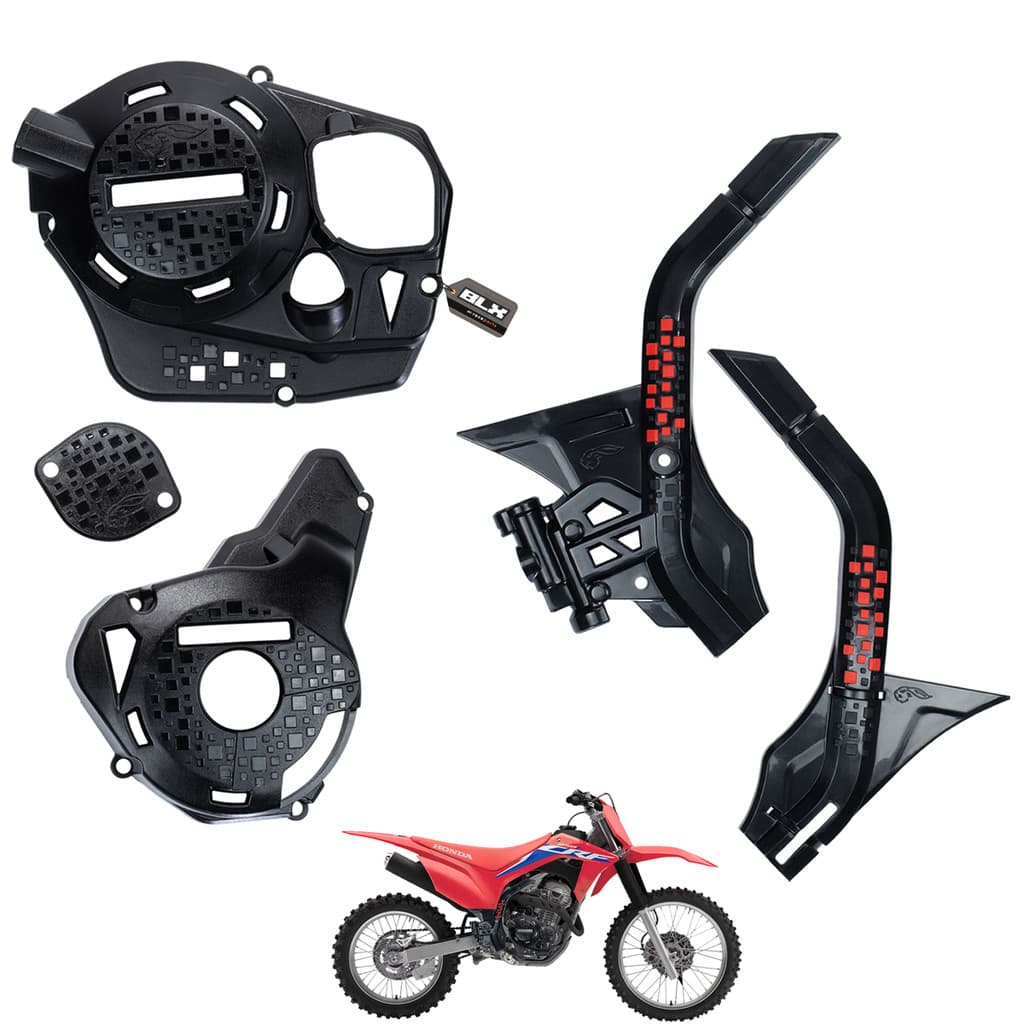Kit Proteção Crf 250f Tampas Do Motor + Lateral Quadro Chassis Defender Amx