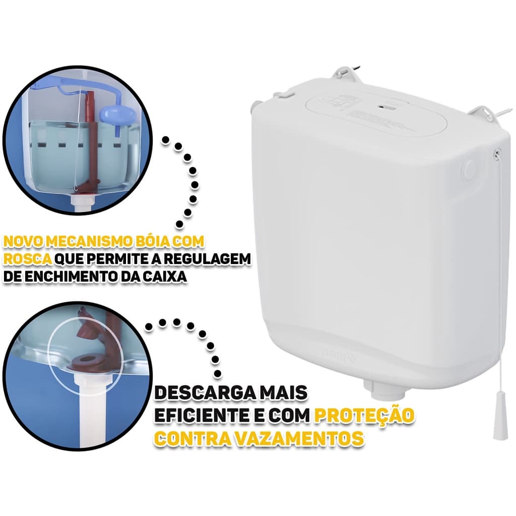 Caixa De Descarga Plástica Suspensa 6 A 9 Litros Universal P/ Vaso Sanitário Banheiro Tigre Original