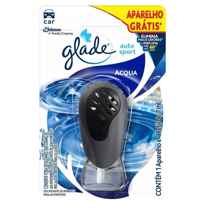 Odorizador Automotivo Glade Auto Sport Acqua 7ml Grátis Aparelho