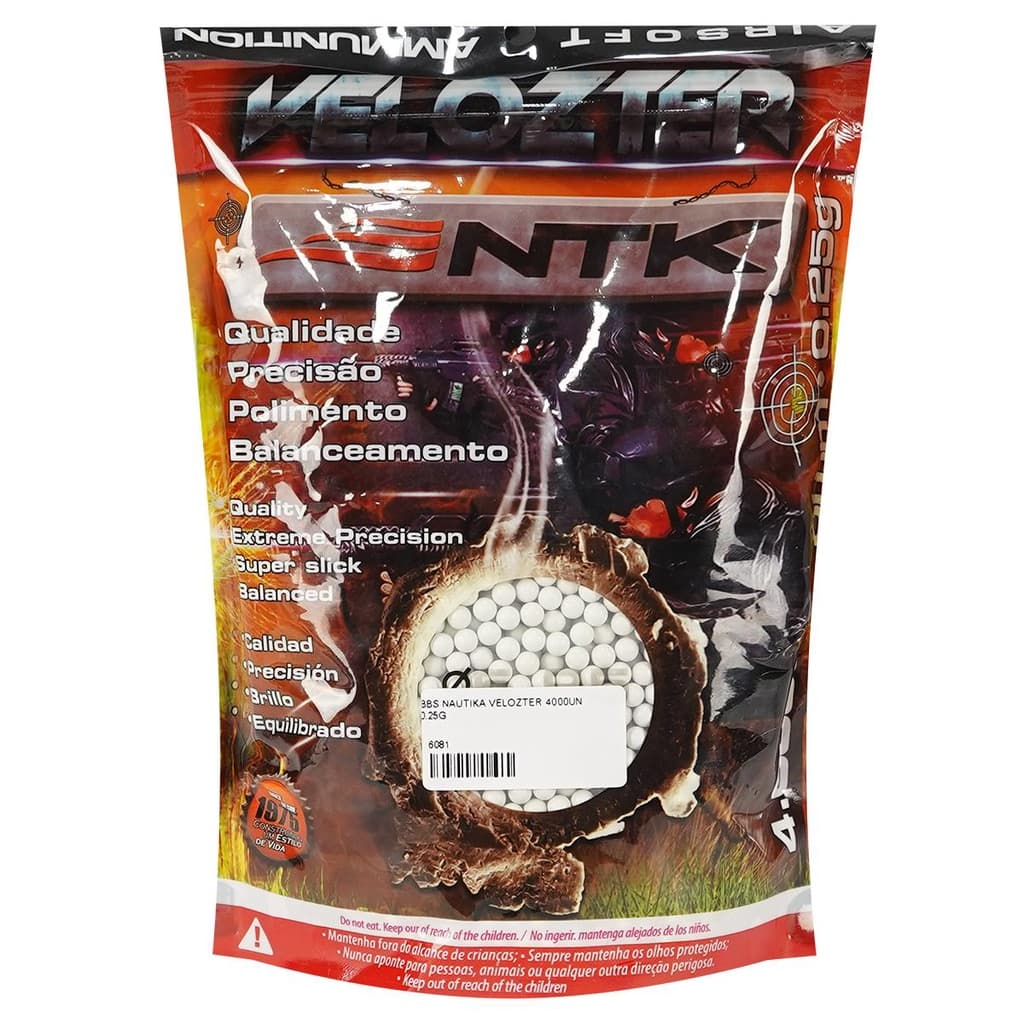 Bbs para Airsoft 6mm Nautika Velozter 4.000un 0.25g