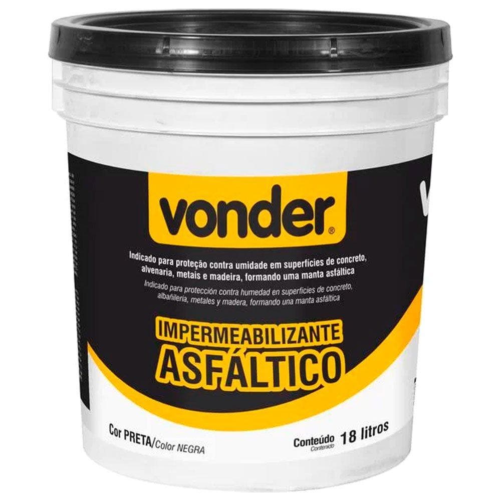 Impermeabilizante Asfáltico Proteção Contra Umidade Alvenaria Concreto Metal Madeira 18L - Vonder