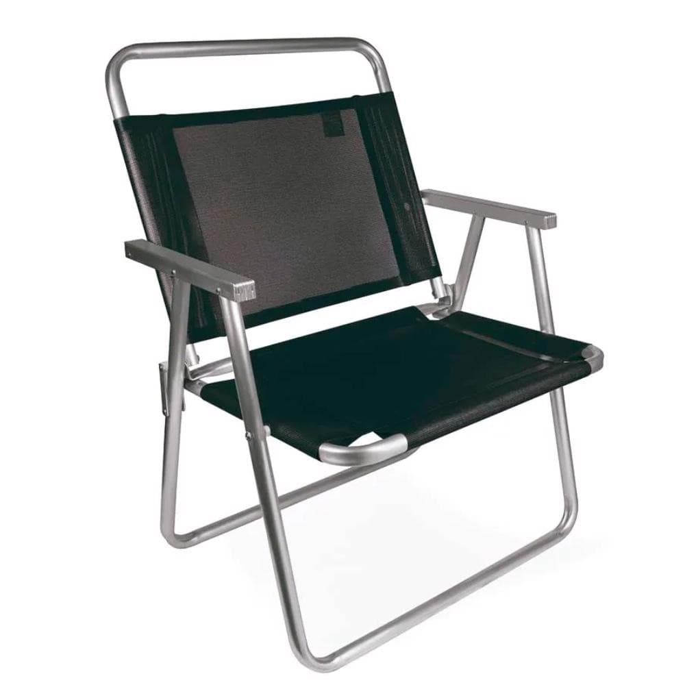 Cadeira de Praia Oversize em Alumínio até 140kg Preta 2153 MOR