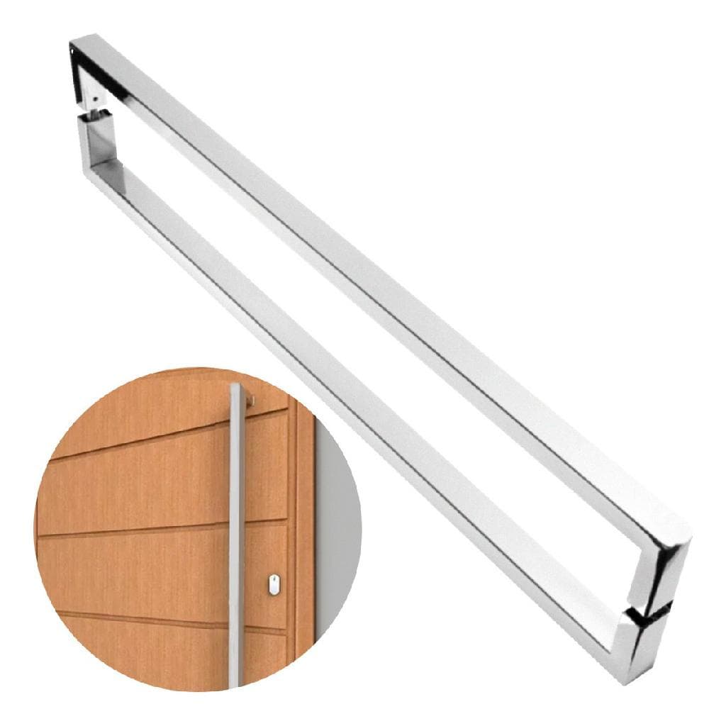 Puxador De Porta U Luxo Inox Escovado 1 Metro Madeira Vidro
