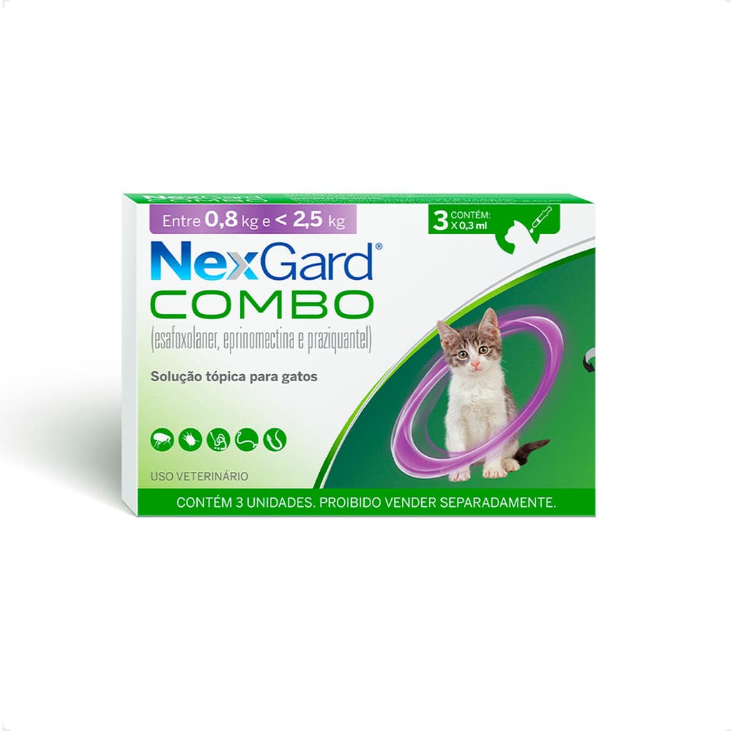 NexGard Gatos 0,8Kg a 2,5Kg - 3 Aplicadores 0,3ml