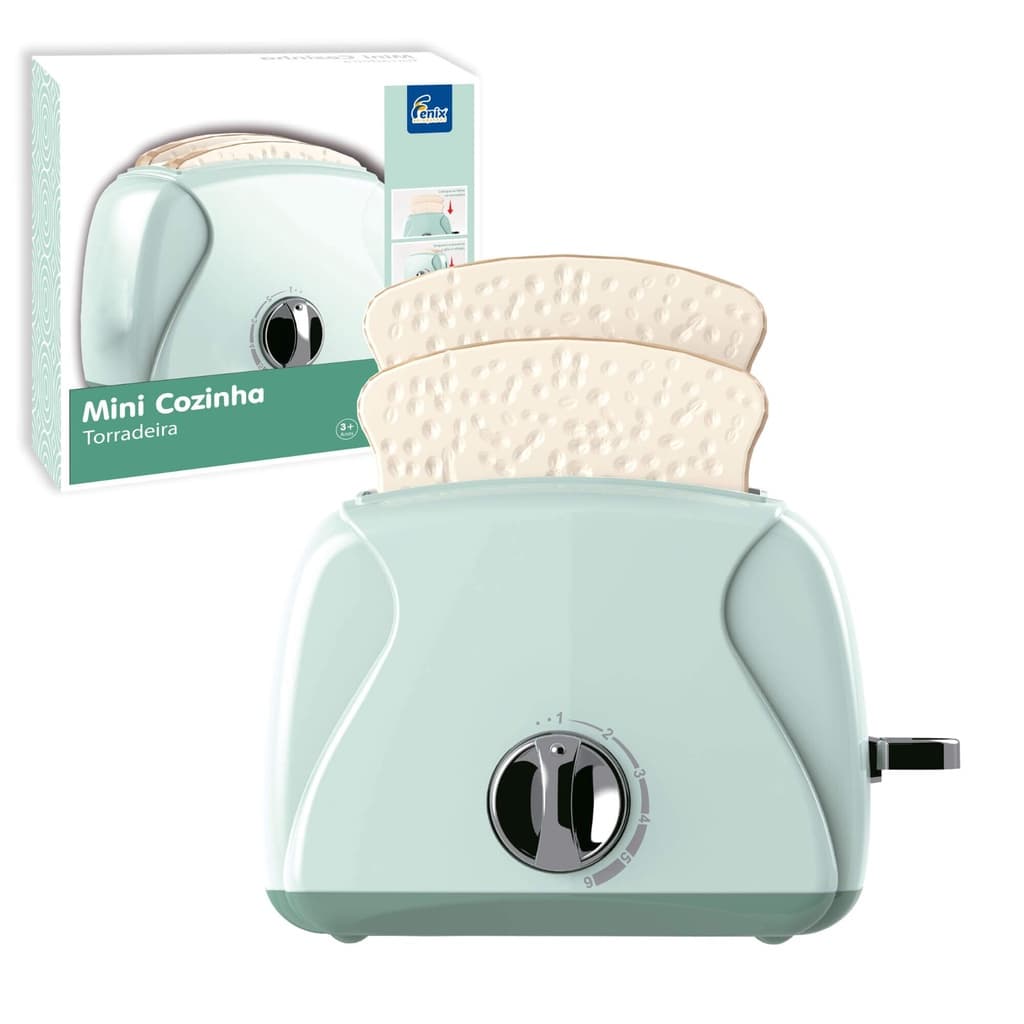 Brinquedo Infantil Torradeira Mini Cozinha Interativo com 2 Fatias de Pão Faz de Conta Fenix Criança