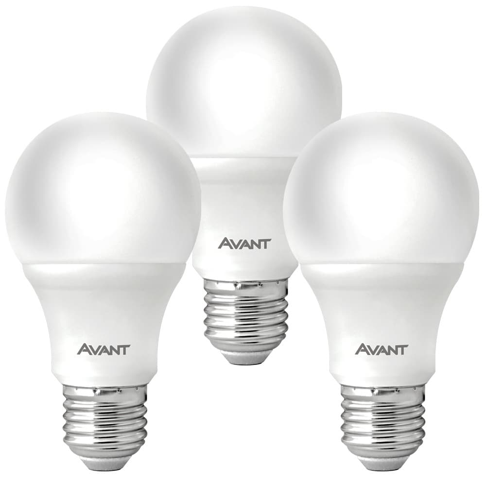 3 Lâmpada Pera Bulbo Soquete E27 Luz Branca 15w Bivolt 6500K Avant