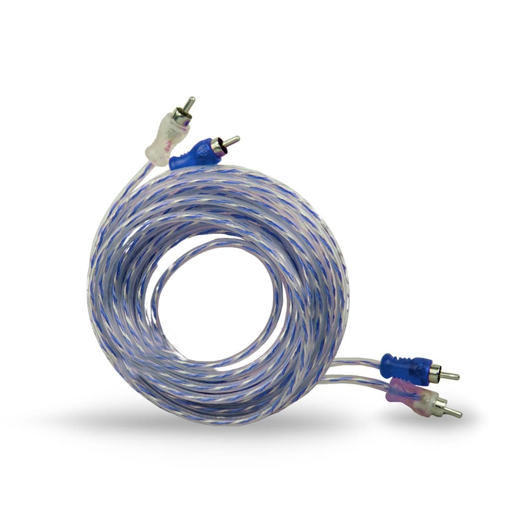 Cabo RCA Azul/Prata Transparente 4mm 5m Svart Revestimento Em Pvc Plugs De Metal Banhados A Níquel