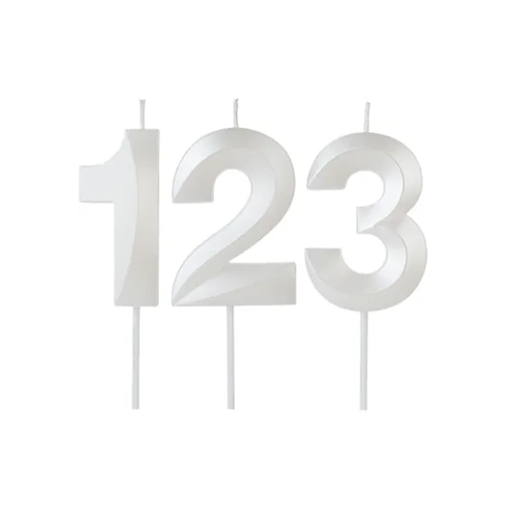 Vela de Aniversário Unidade Design Perolizada Branca - Silver Festas