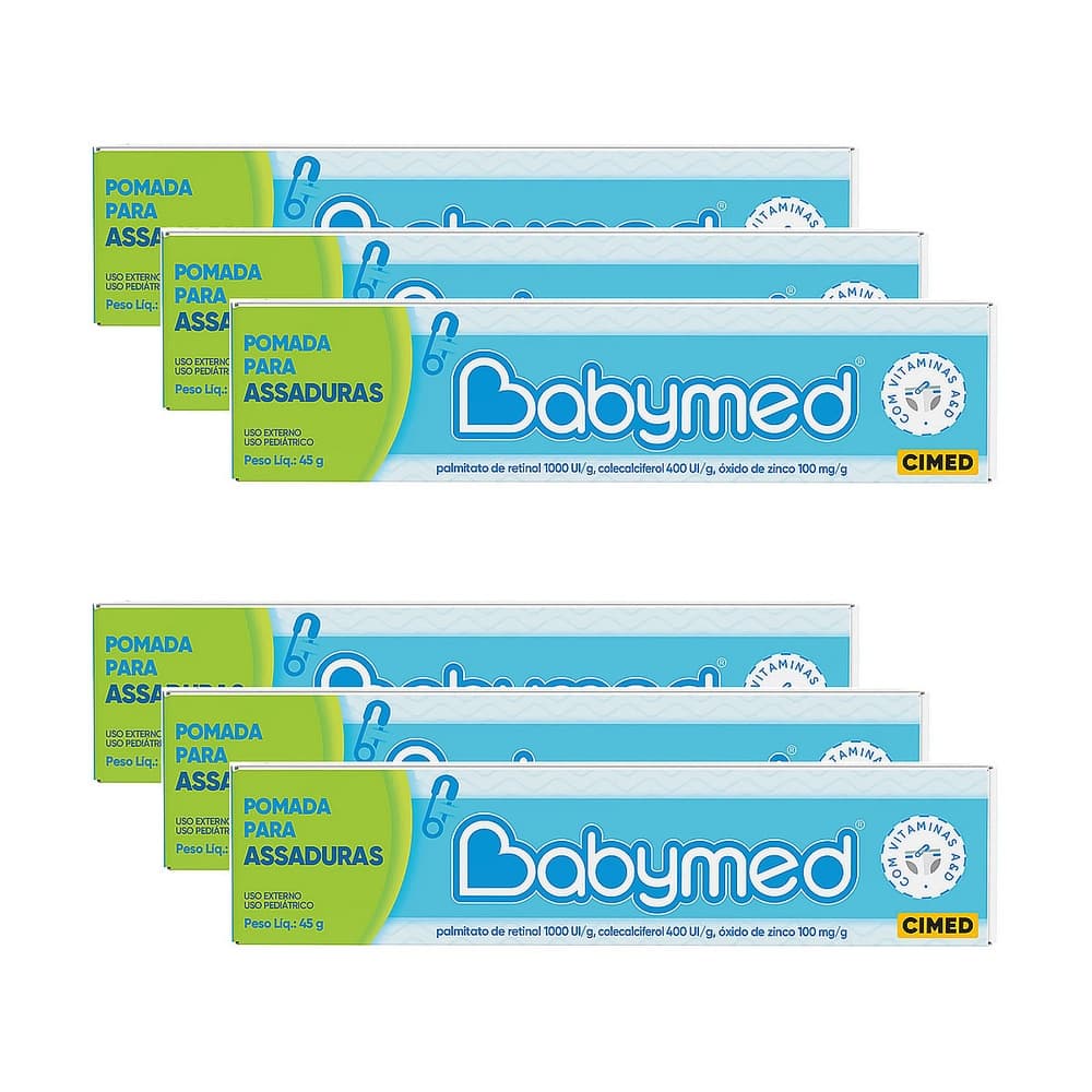 Kit 6 Pomadas Para Prevenção De Assaduras Babymed Azul 45g