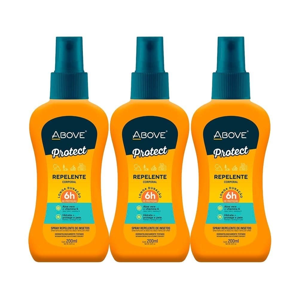 Repelente De Insetos Above Adulto Spray 200ml - Kit c/ 3 unidades