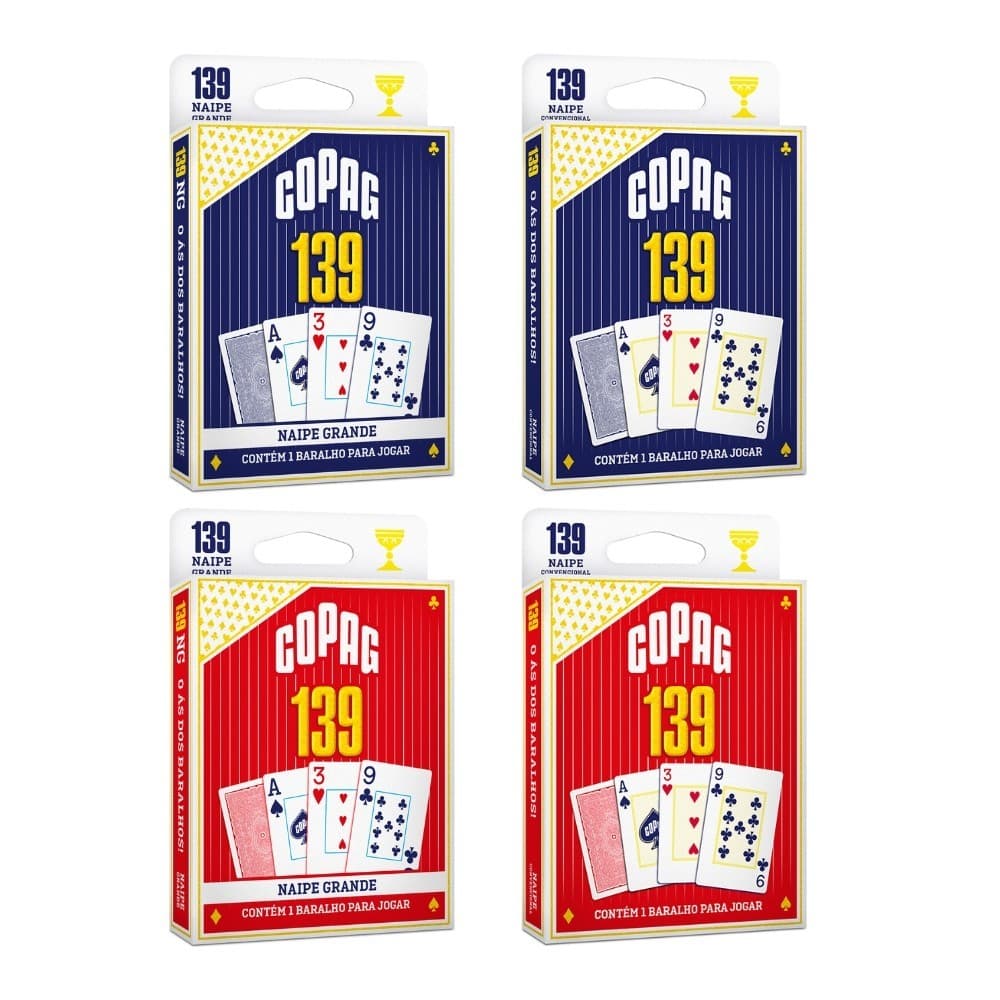 Baralho 139 Tradicional COPAG Naipe Convencional ou Grande Azul ou Vermelho 55 Cartas jogar Clássico