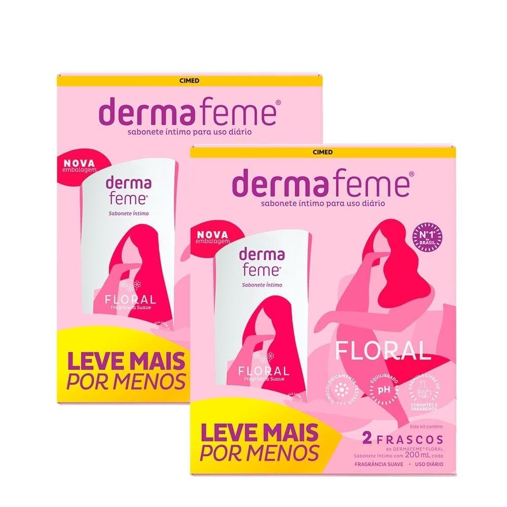 Kit c/ 2 Packs - Sabonete Íntimo Dermafeme Floral 200ml